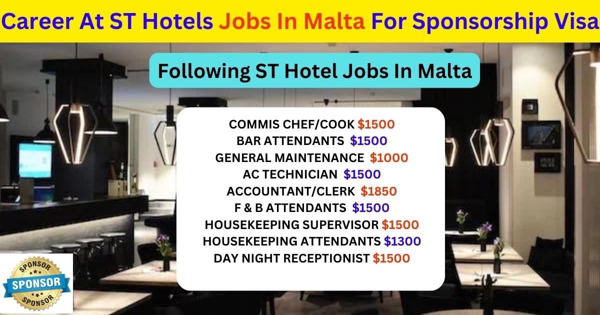 Career At ST Hotels Jobs In Malta For Sponsorship Visa